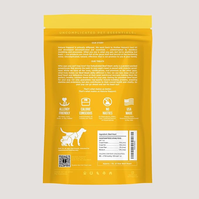 Natural Rapport Beef Heart Dog Treats - The Only Beef Heart Chews Needed - All Natural Treats for Small & Large Dogs