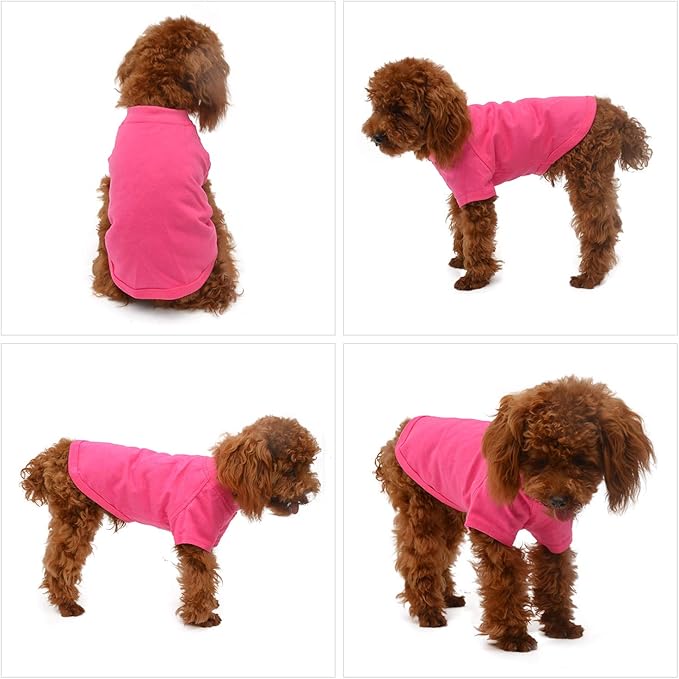 Lovelonglong Pet Clothing Dog Costumes Basic Blank T-Shirt Tee Shirts for Medium Small Dogs Rosered XL