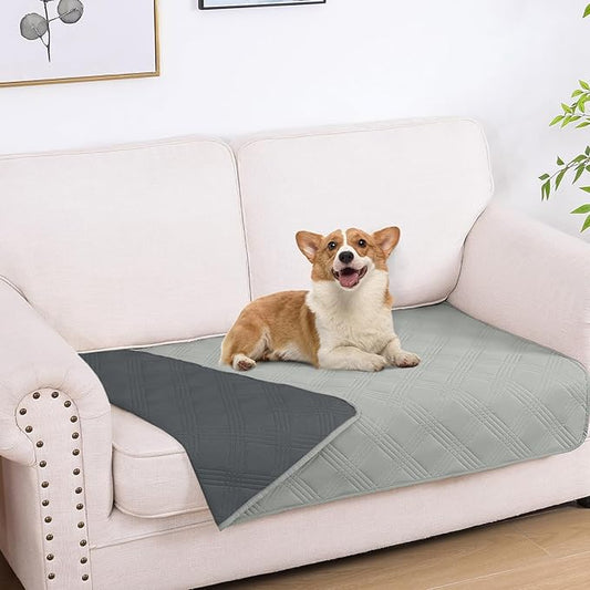 hyha Waterproof Dog Blanket, Reversible Pet Bed Blanket, Soft Sofa Couch Cover for Dogs Washable, Waterproof Pet Couch Covers for Sofa Puppy Cats Furniture Protector(30"x53", Grey/Dark Grey)