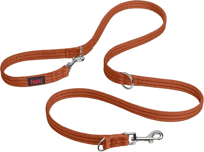 HALTI Training Leash - Multifunctional Double-Ended Dog Leash, Ideal for Anti-Pulling Dog Training. Lightweight & Durable. Suitable for Small to Medium Dogs & Puppies (Size Small, Burnt Orange, 2m)