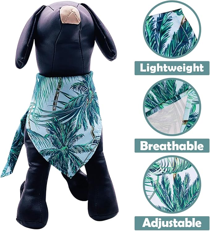 100PCS Dog Bandanas Hawaii Bulk Summer for Small Medium Dog Palms Leaves Fruits Flamingos Bench Ocean Triangle Bibs Scarves Boys Girls Grooming Accessories