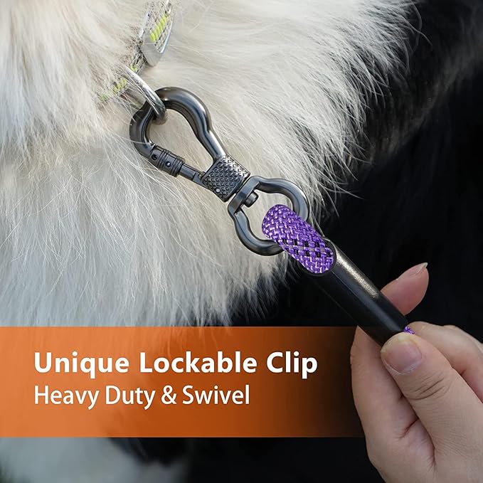 Long Dog Leash for Dog Training 10FT/15FT/20FT/30FT/40FT/50FT/100FT Reflective Leash with 2 Hooks, Heavy Duty Dog Lead for Large Medium Small Dogs Outside Walking Camping Yard, Purple 30FT