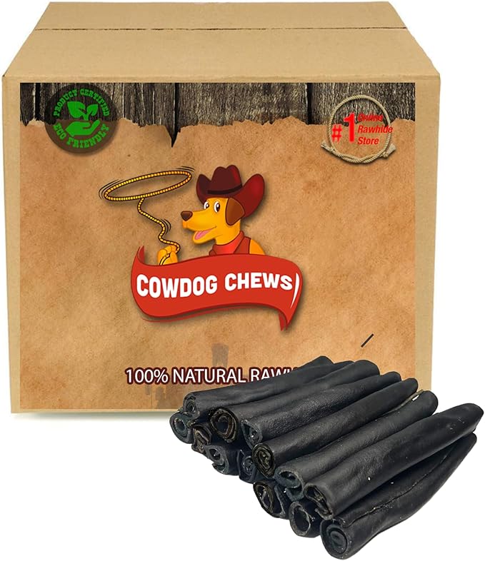 Cowdog Chews DarkDelight Rawhide Rolls 5-6" (12 Pack) – Premium Dark Rawhide Dog Treats with Savory Beef Filling, Long-Lasting Chew for Aggressive Chewers, High-Protein, Natural Ingredients
