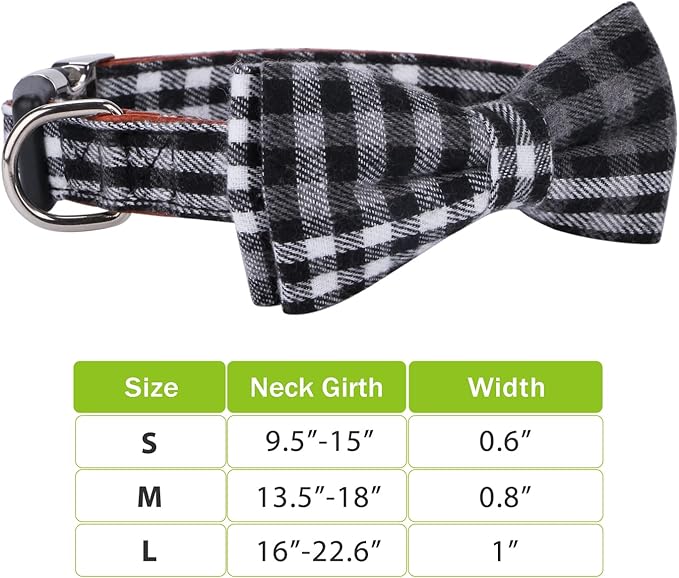 Faleela Soft &Comfy Bowtie Dog Collar,Detachable and Adjustable Bow Tie Collar,for Small Medium Large Pet (Large(Pack of 1), Black and Whit)