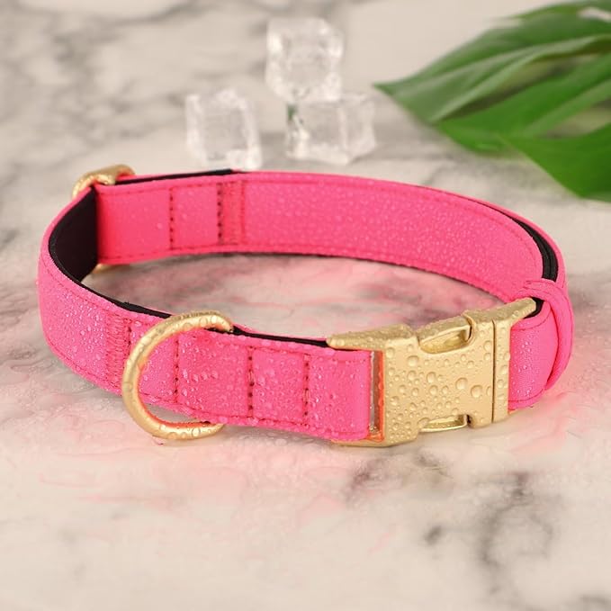 Didog Soft Padded Dog Collar for Large Dogs, Cute Pink Pet Collar with Quick Release Buckle, Light and Breathable for Girl Dogs Daily Walking,Pink,L(Neck:15-23")