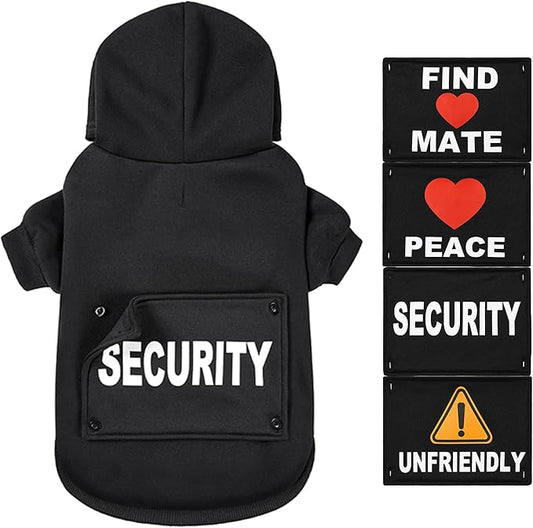 GreenJoy Magic Dog Hoodie with 4 Interchangeable Patterns - Puppy,Cat,Kitten Small Medium Large Dodge Coat Hooded Sweatshirt (Small, Black (Letter Print B))