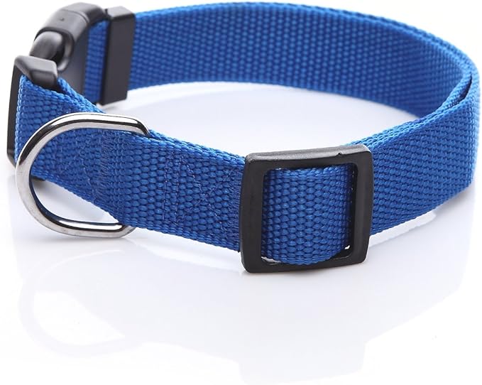 Adjustable Nylon Dog Collar, pet Collar 1 Inch 3/4 Inch 5/8 Inch Wide, for Large Medium Small Dogs(3/4 Inch, Blue