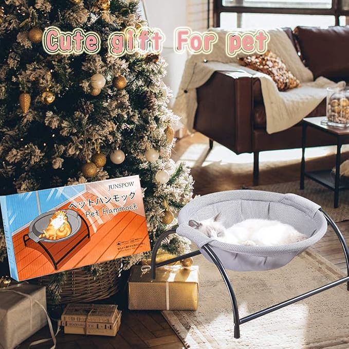 Cat Bed Dog/Pet Hammock Bed Free-Standing Kitty Sleeping Cat Supplies Pet Supplies Whole Wash Stable & Breathable Easy Assembly Indoors Outdoors, 16.9 in x 16.9 in x 9.5 in