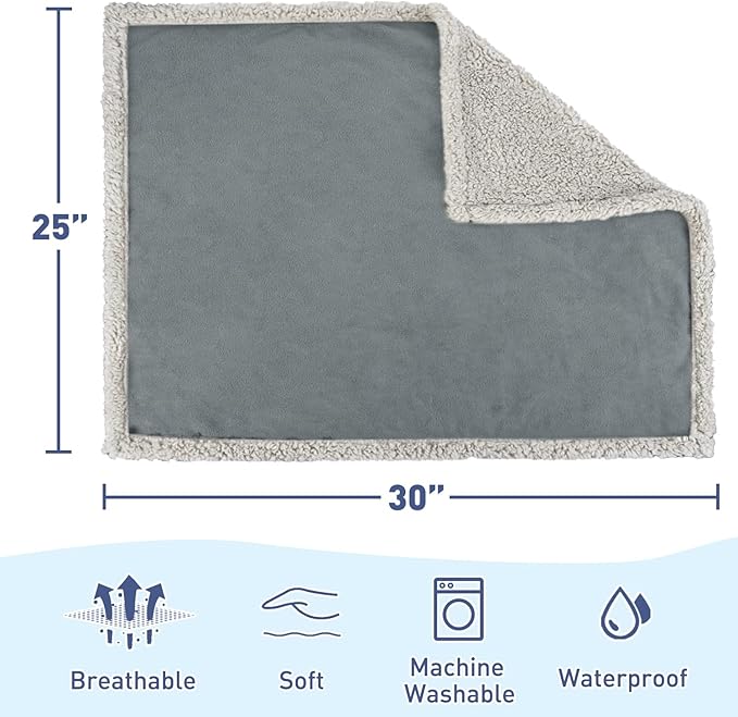 Kritter Planet Waterproof Puppy Blanket for Small Dogs, Pee Proof Sherpa Fleece Pet Blanket, Reversible Cover for Couch Bed, Liquid Proof Furniture Protector