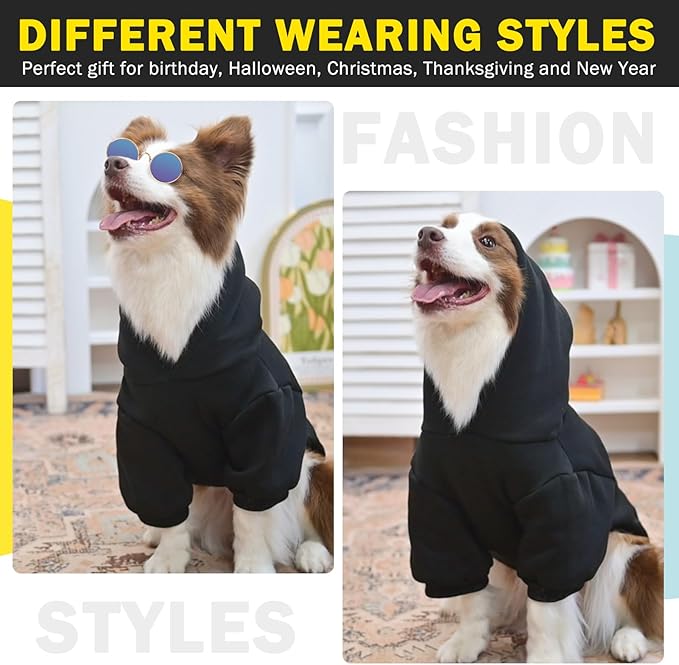SCENEREAL Security Dog Hoodie Sweater - Brushed Fleece Dog Clothes with Hat, Warm Winter Coat for All Weather, S-XL