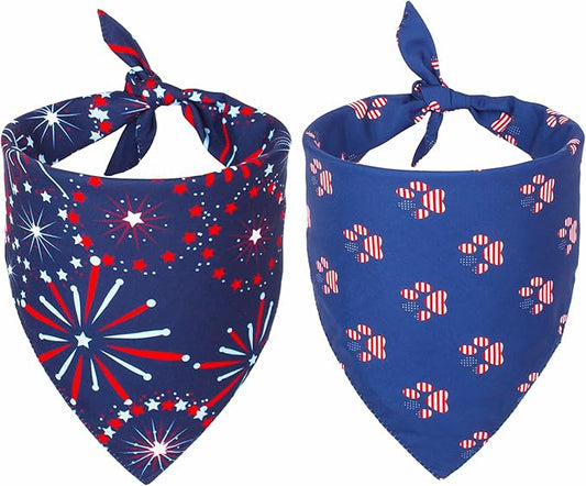 ADOGGYGO American Flag Dog Bandana, Multiple Sizes Offered, Triangle 4th of July Bandanas for Medium Large Dogs (Large)