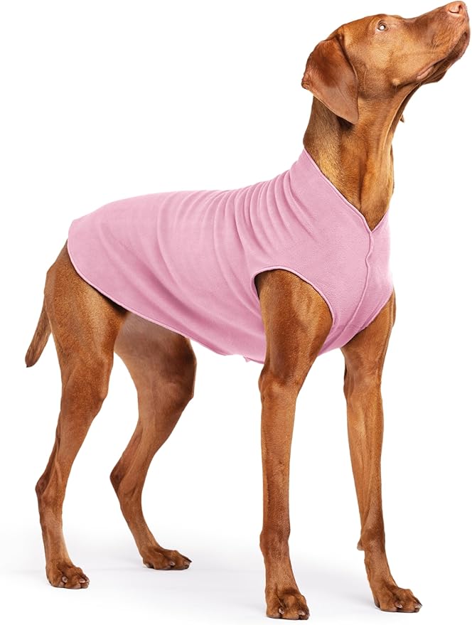 Stretch Fleece Dog Coat, Stretchy Pet Sweater, Machine Washable Pullover for Winter and Fall, Rose, 18