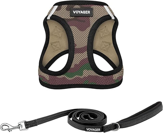 Voyager Step-in Air All Weather Mesh Harness and Reflective Dog 5 ft Leash Combo with Neoprene Handle, for Small, Medium and Large Breed Puppies by Best Pet Supplies - Green, X-Small