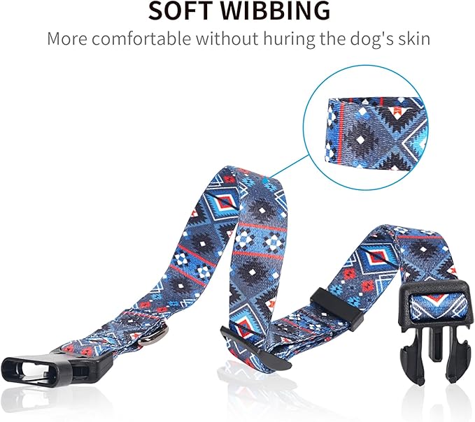 Timos Dog Collar, Adjustable Soft Dog Collar for Small Medium Large Dogs, Patterned Puppy Collars with Quick Release Buckle for Boy and Girl Female Dogs,S Length 9.84''-14.96'