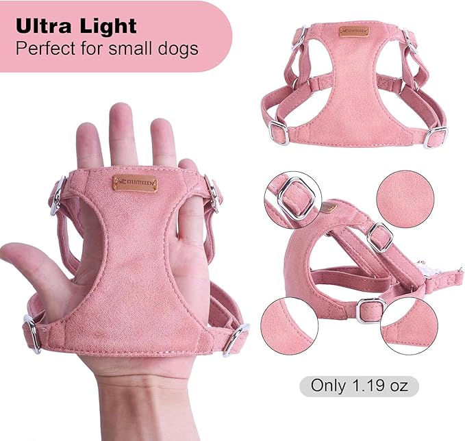 Dog Harness and Leash Set, XXS No Pull Adjustable Puppy Harness with Multifunction Pink Dog Leash and Dog Collar, Soft No Choke Escape Proof Pet Harness Vest for Small Dogs and Cats (Red, XXS)