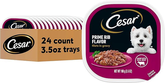 Cesar Filets in Gravy Adult Wet Dog Food, Prime Rib Flavor, 3.5 oz. (24 Count, Pack of 1)