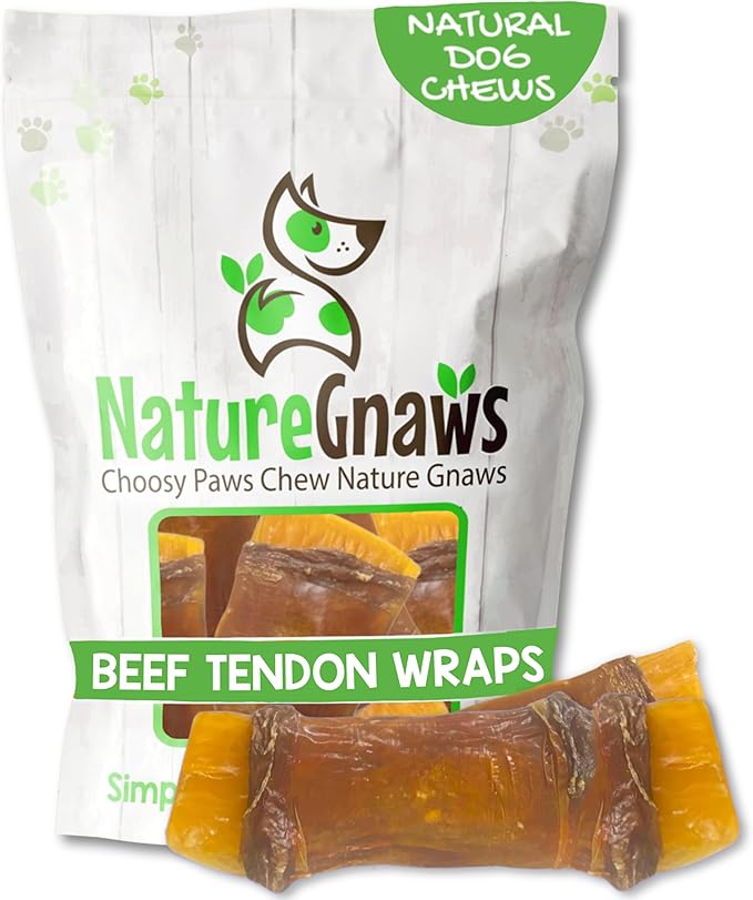 Nature Gnaws Beef Tendon Wraps for Dogs (5 Count) - Long Lasting for Aggressive Chewers - Natural Beef Dog Chew Bones - Rawhide Free