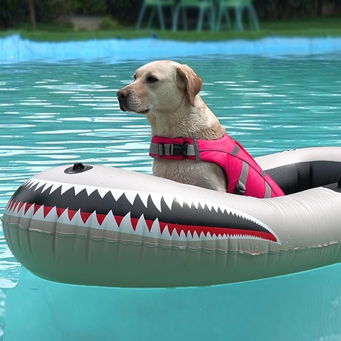 Kuoser Large Dog Life Jacket - Reflective Swim Vest for Boating, Pink XL