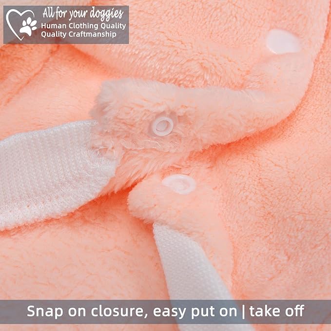 FabriCastle Dog Hoodie Sweater for Small Dogs Boy and Girl, Dog Clothes S XS XXS Puppy Sweatshirt, Pet Outfit, Cat Clothing Super Soft Warm Snap On Closure (Peach-Cream, Small)