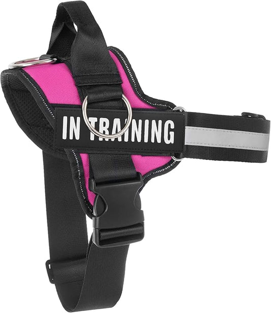 Essential Dog Harness, No Pull Pet Harness with 3 Side Rings for Leash Placement, No Choke, Reflective, Adjustable Pet Vest, Easy On-Off & Improved Control Handle (Rose, XXL(Neck:23-34",Chest:30-40"))