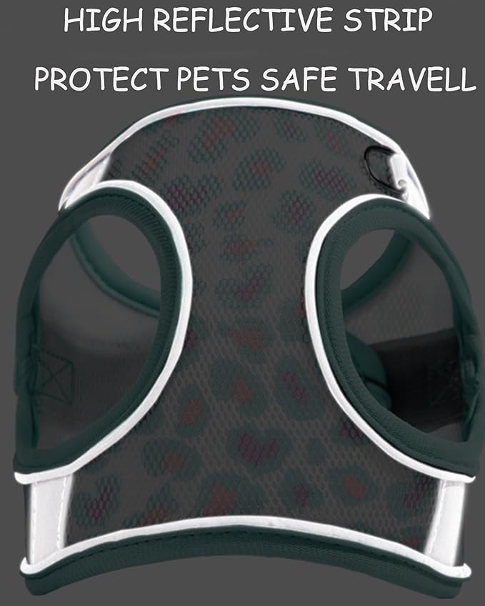 Dog Harness (Purple, S) - Jacquard Fabric, Easy Step-in, No Pull, Reflective Strip, Small Dog Harness and Leash Set