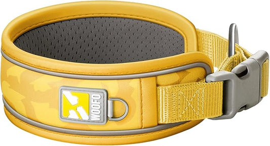 Premium Dog Collar | Super Adjustable for All Breeds, Quick Release Buckle | Extra Soft and Widened Padding & Reflective Trim Design for Safety (Small, Yellow)