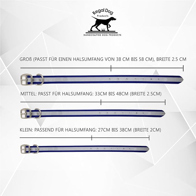 Regal Dog Products Large Orange Reflective Dog Collar and Leash Set - Waterproof Biothane Dog Collar with Heavy Duty Double Buckle, D Ring & 5ft Leash - Other Size for Medium & Large Dogs