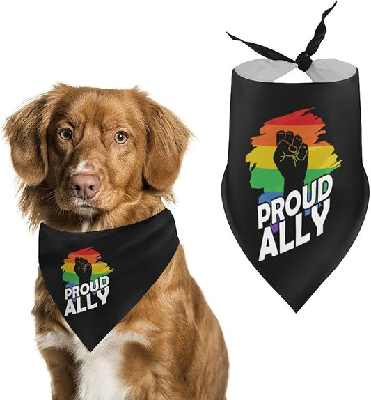 Pride Month LGBTQ Gay Pride Ally Dog Bandanas Pets Kerchief Reversible Triangle Bibs Scarf Outfits Accessories for Small to Large Dogs Cats