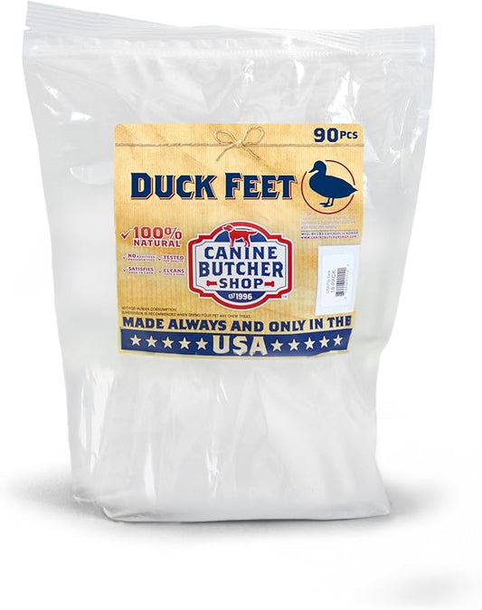 Duck Feet for Dogs (Pack of 90), Raised & Made in USA Dehydrated Duck Feet, All-Natural Dog Chews, Treats, Snacks