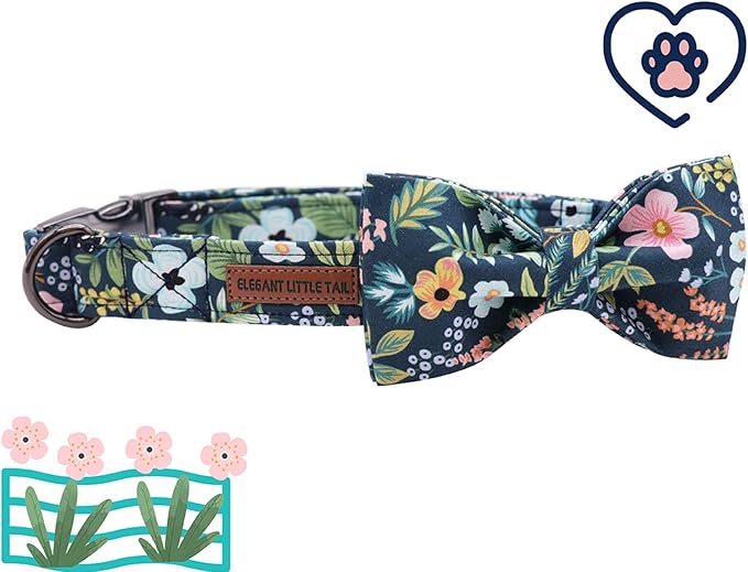 Elegant little tail Dog Collar with Bow, Soft&Comfy Bowtie Dog Collar, Adjustable Pet Gift Collars for Small Medium Large Dogs