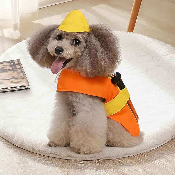 Adorable Dog Costume, Dog Reflective Vest Construction Worker Clothes, Wear-Resistant Pet Apparel for Medium Dogs (Orange)