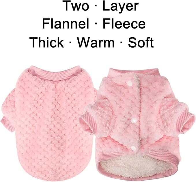 POMIU Dog Sweater, Dog Sweaters for Small Medium Dogs or Cat, Warm Soft Flannel Pet Clothes for Dogs Girl or Boy, Dog Shirt Coat Jacket (Coat Pink+Purple, Small)