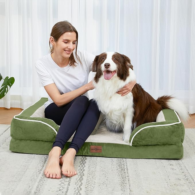 Comfort Expression Small Dog Beds Waterproof Orthopedic Foam Sofa Beds for Small Dogs Comfy Pet Bed with Washable Removable Cover & Non-Slip Bottom(XX-Small,Light Green)
