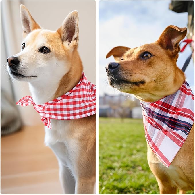 Segarty 60 Pack Washable Plaid Bibs, 22.8"x15.7" Pet Scarf Triangle Dog Bandanas Accessories Bulk for Small Medium Dogs Cats Large Puppy, Adjustable Reversible Boy Pets Birthday Kerchief
