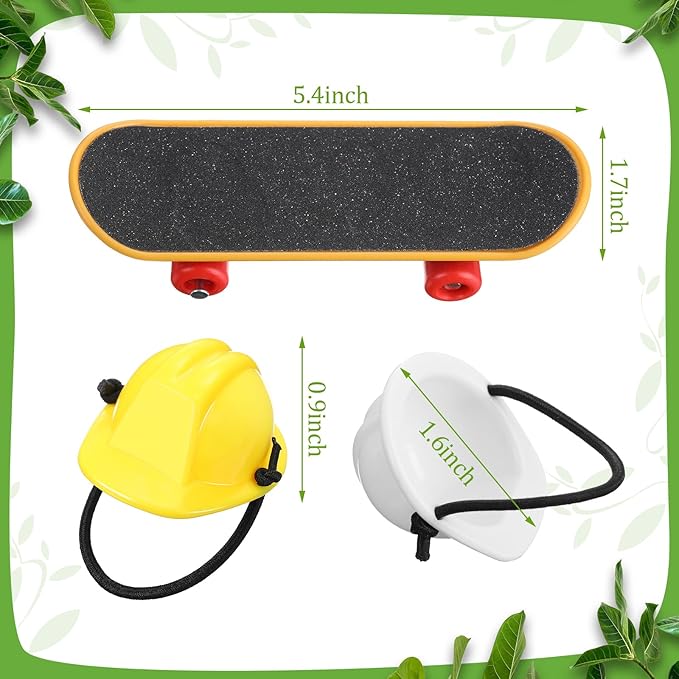 Chivao 5 Pieces Bearded Dragon Accessories Toy Set Bearded Dragon Leashes and Harnesses S/M/L 3 Size Packed Lizard Harness Mini Scooter Lizard Helmet Hats Adjustable Leash(Black)