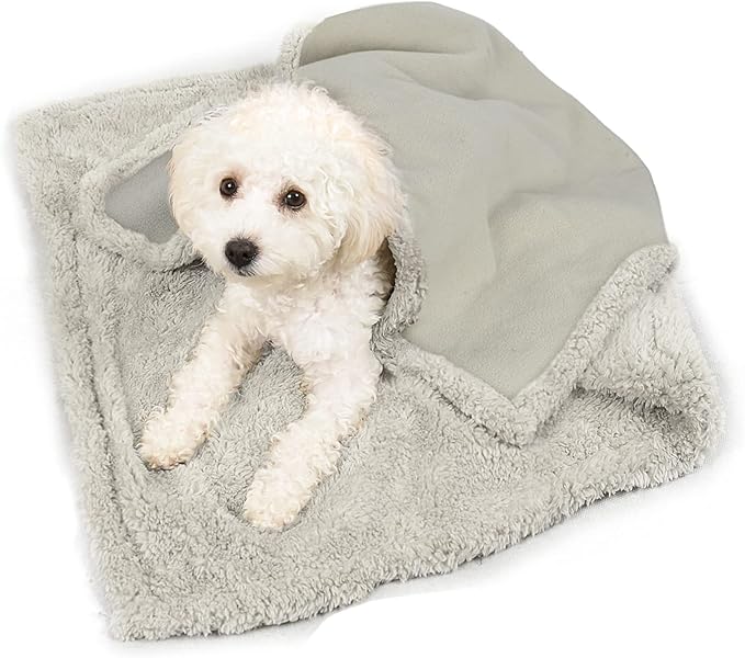 Kritter Planet Waterproof Puppy Blanket for Small Dogs, Pee Proof Sherpa Fleece Pet Blanket, Reversible Cover for Couch Bed, Liquid Proof Furniture Protector