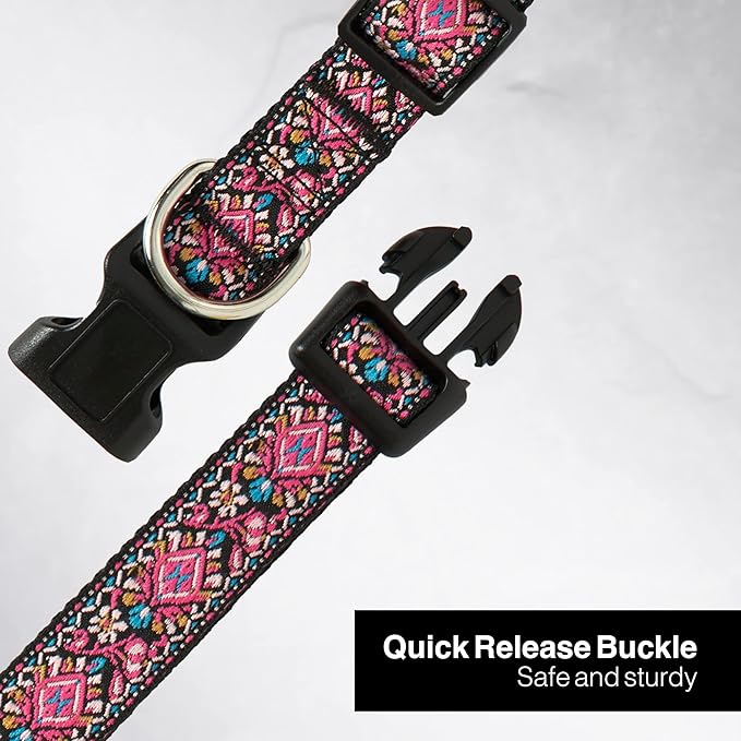 Dog Collar for Small Medium & Large Dogs - Heavy Duty Cotton Collar, Long Lasting, Adjustable, Strong and Durable and Quick Release Buckle, Quality Pink – Get It Now!