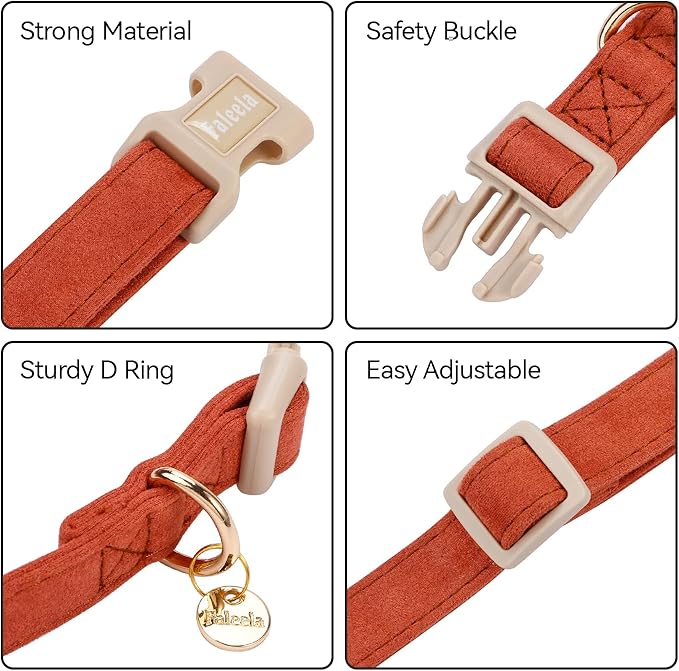 Faleela Dog Collar - Cute & Comfy Cotton Pet Collar, Adjustable Lightweight Design with Quick-Release Buckle, for Small, Medium & Large Dogs - Multiple Styles Available (Large, Khaki)