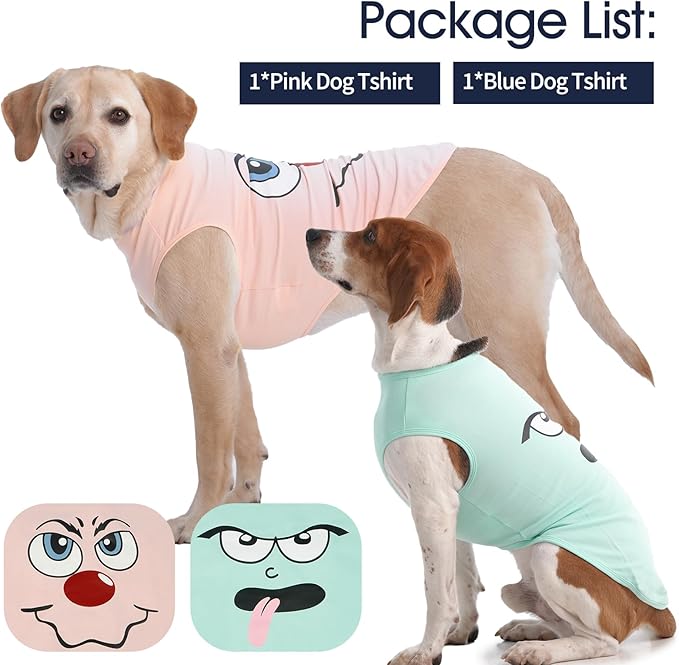 IECOii 2 Pack Pet Tank Top Tee Sleeveless| 4X-Large |Summer Dog Clothes Apparel,Pet Funny Costume Doggy T-Shirts Clothing for Large Dog Puppy Outfit Keep Body Heat Hot Weather Photo Shoot, Pink+Blue
