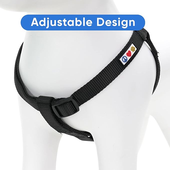 Pawtitas Step-in Dog Harness Solid Color Vest for Training & Walking, Puppy & Small Dog Black Onyx