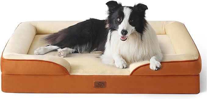 Bedsure Orthopedic Dog Beds Large Sized Dog - Washable Large Dogs Bed Waterproof, Big Comfort Pet Couch with Washable Removable Cover, Supportive Foam Pets Sofa with Nonskid Bottom, Caramel