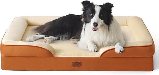 Bedsure Orthopedic Dog Beds Large Sized Dog - Washable Large Dogs Bed Waterproof, Big Comfort Pet Couch with Washable Removable Cover, Supportive Foam Pets Sofa with Nonskid Bottom, Caramel
