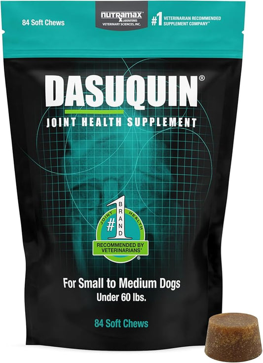 Nutramax Laboratories Dasuquin Joint Health Supplement for Small to Medium Dogs - With Glucosamine, Chondroitin, ASU, Boswellia Serrata Extract, Green Tea Extract, 84 Soft Chews