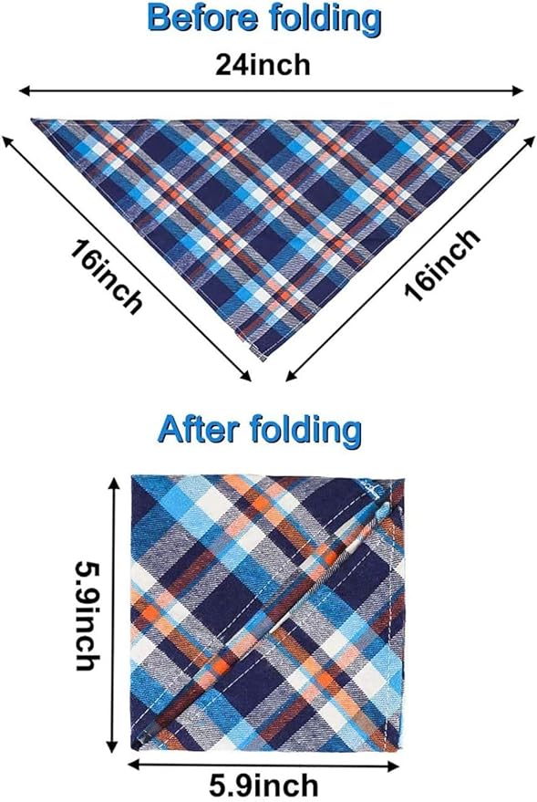 8 Pack Triangle Dog Bandanas, Reversible Plaid Painting Bibs Scarf, Washable Christmas Dog Bandanas Apparel & Accessories Kerchief Set