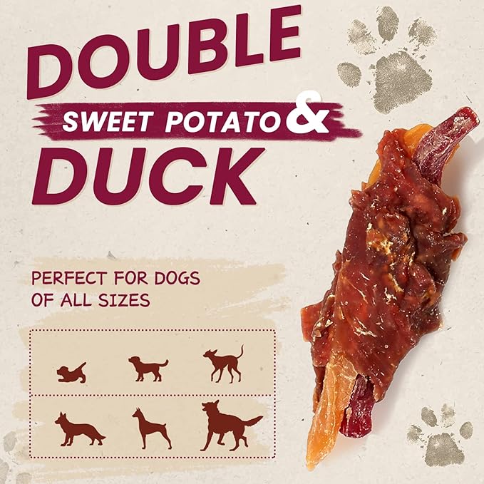 Duck & Sweet Potato Dog Treats, High Fiber Pet Treats for Medium Dogs, Healthy Chews Snack, High in Protein, 12.5 oz