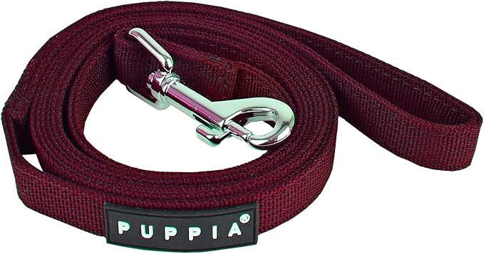 Puppia Two Tone Dog Lead Strong Durable Comfortable Grip Walking Training Leash for Small & Medium Dog, Wine, Large