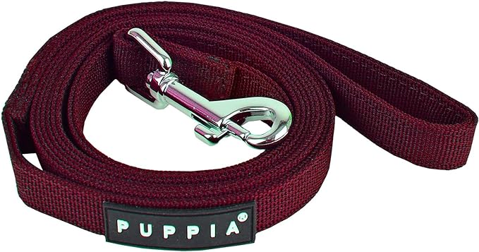 Puppia Two Tone Dog Lead Strong Durable Comfortable Grip Walking Training Leash for Small & Medium Dog, Wine, Medium