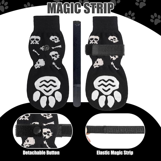 PUPTECK Non-Slip Dog Socks Double Sides Grips for Hardwood Floors Prevents Licking, Dog Shoes for Hot Pavement Booties for Senior Small Medium Large Dogs