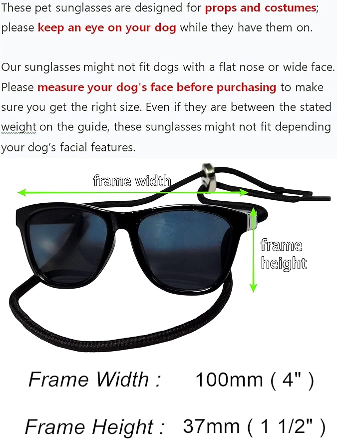 G014 Dog Cat Pet 80s Sunglasses Goggles for Small Breeds up to 15lbs (2-Pack Black+ Clear-Rainbow Mirror)