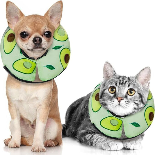 Dog Cone Collar for Small to Large Dogs for After Surgery, Pet Inflatable Neck Donut Collar Soft Protective Recovery Cone for Dogs and Cats - Alternative E Collar Does Not Block Vision - Avocado,XS